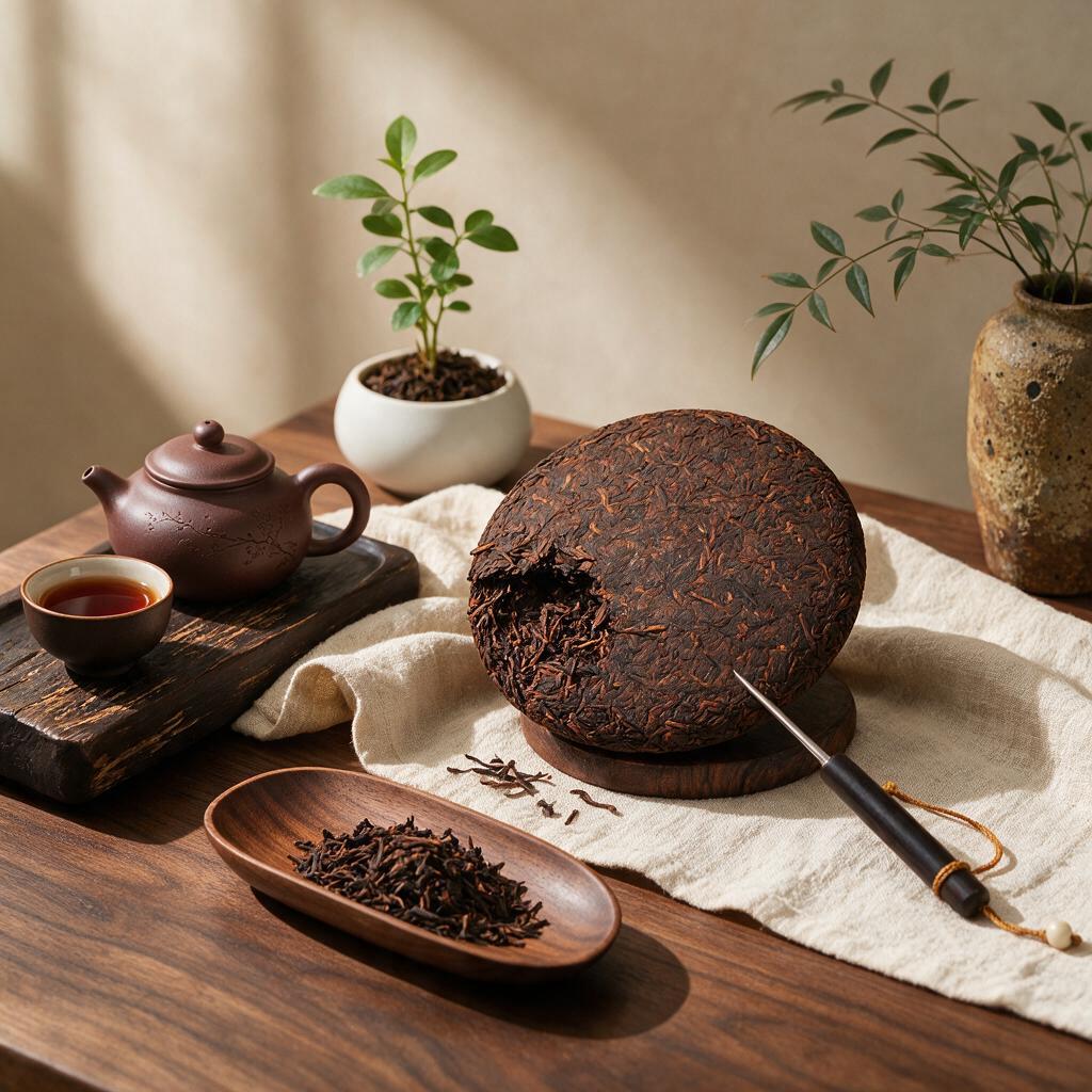 陈年普洱茶饼 场景