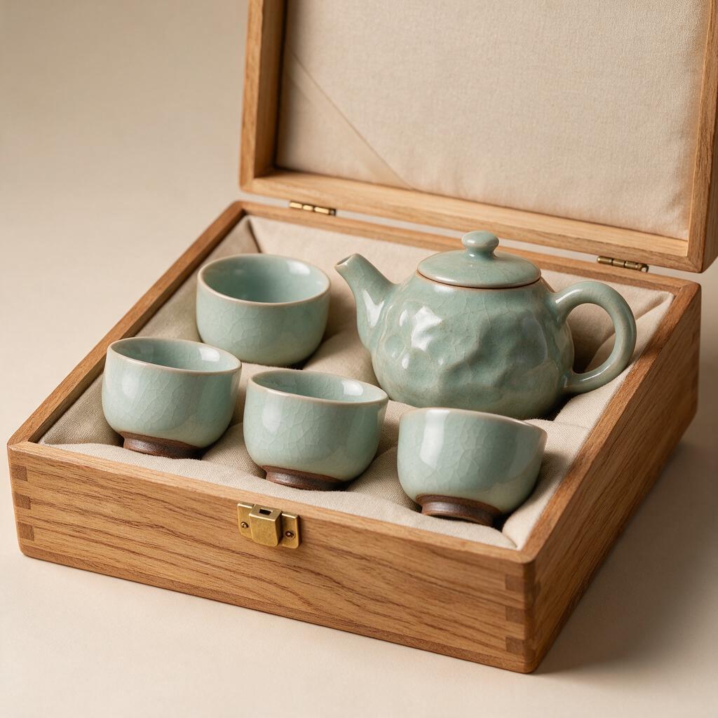 青瓷茶具礼盒 细节